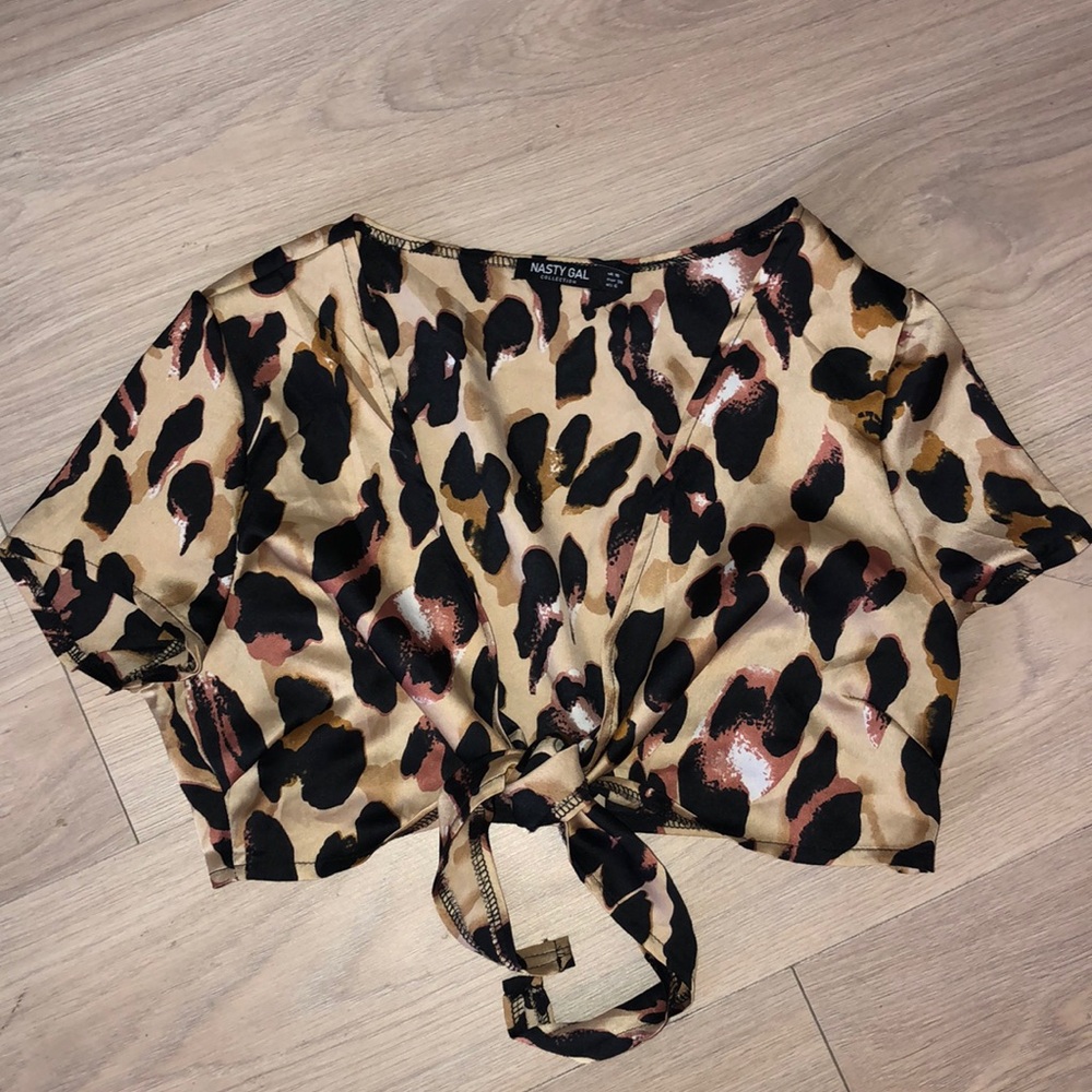 NASTY GAL cheetah tie top